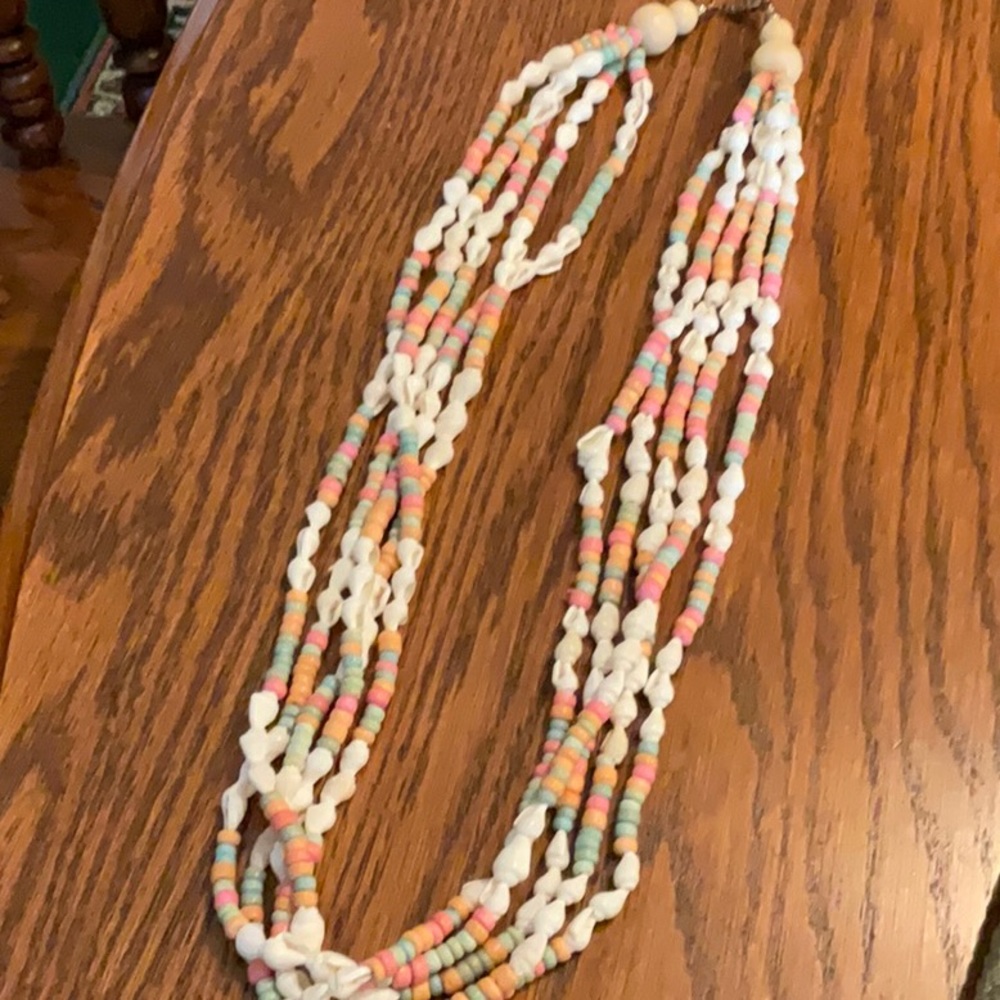 Colorful 26 inch necklace with seashells and colorful beads. Brand new!!